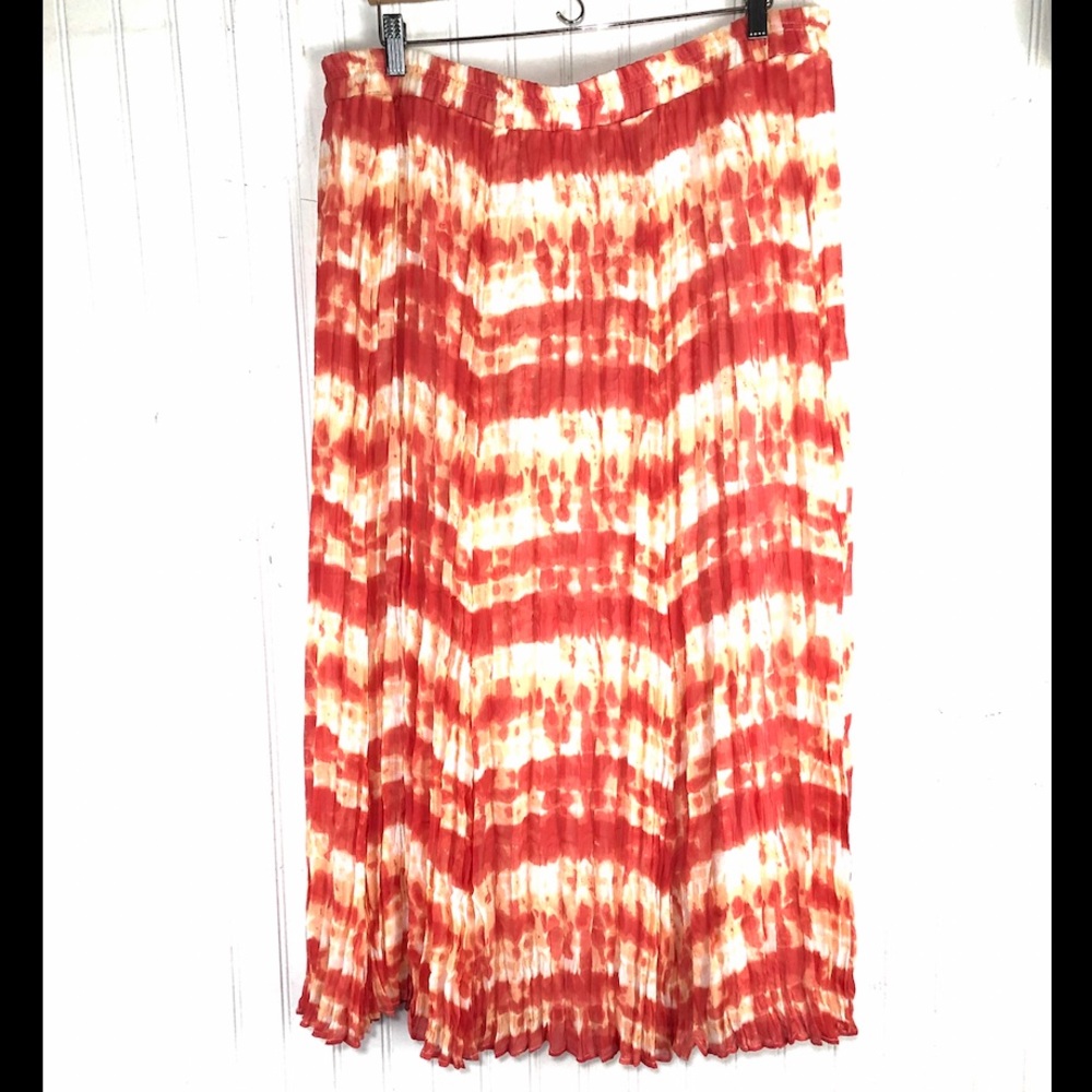 Broomstick pleated tie dye midi skirt 2X